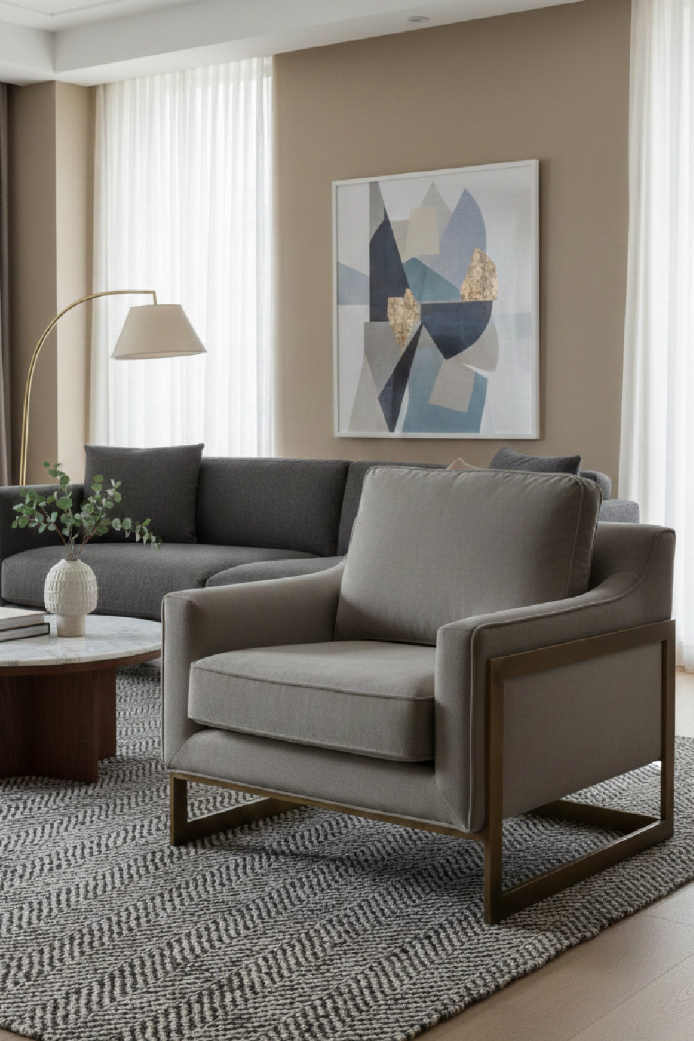 Bronze Frame Cantilevered Lounge Chair by Splendido Kalmin Accent Chair, alternate view 11