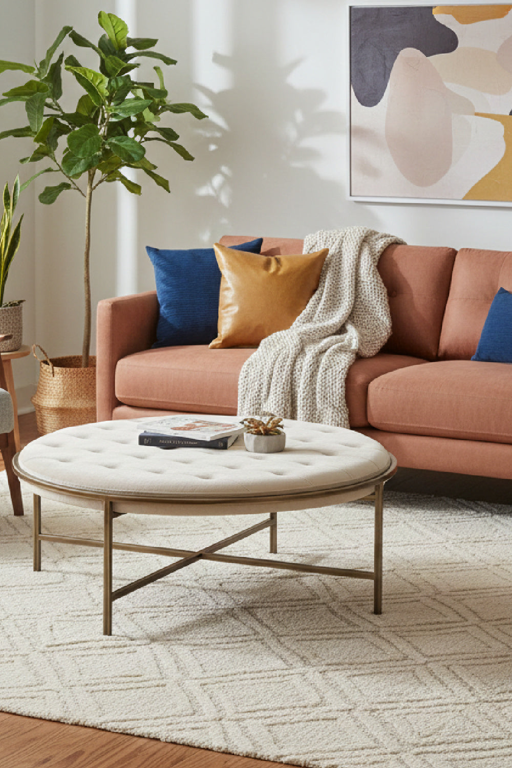 Metal Frame Upholstered Ottoman by Splendido Ethel, alternate view 2