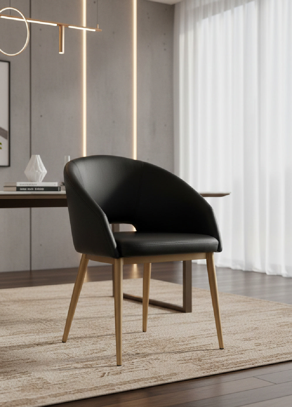 Modern European furniture - Gold Frame Barrel Dining Chair - www.oroa.com