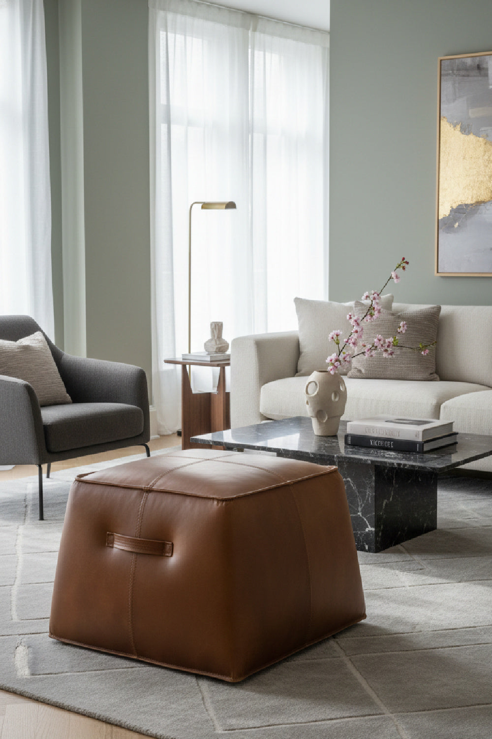 Leather Inspired Cube Ottoman by Splendido Aspen, alternate view 2