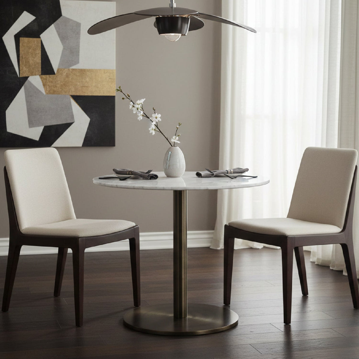 Round Carrara Marble Bistro Table by Splendido Enco Dining Table, alternate view 2
