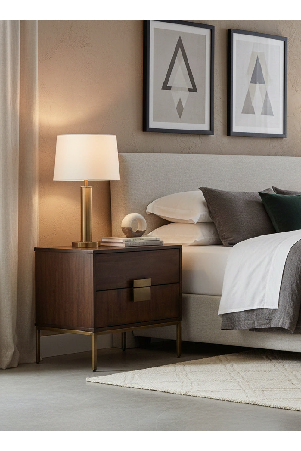 Acacia Wood 2-Drawer Nightstand by Splendido Jade, alternate view 10