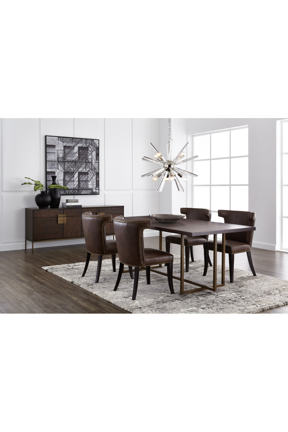 Contemporary Wood & Brass Dining Table by Splendido Jade, alternate view 8