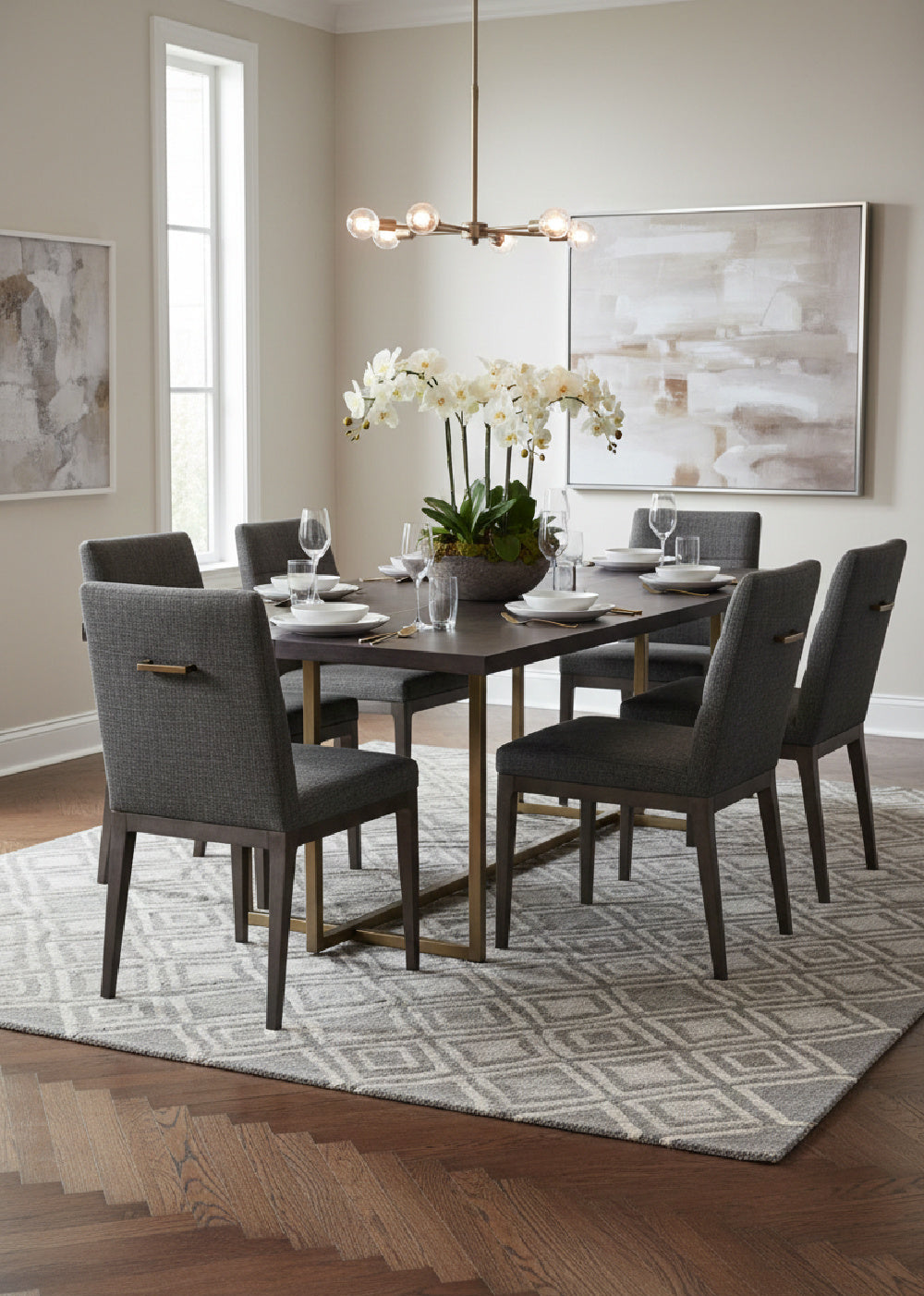 Contemporary Wood & Brass Dining Table | Splendido Jade | Oroa.com