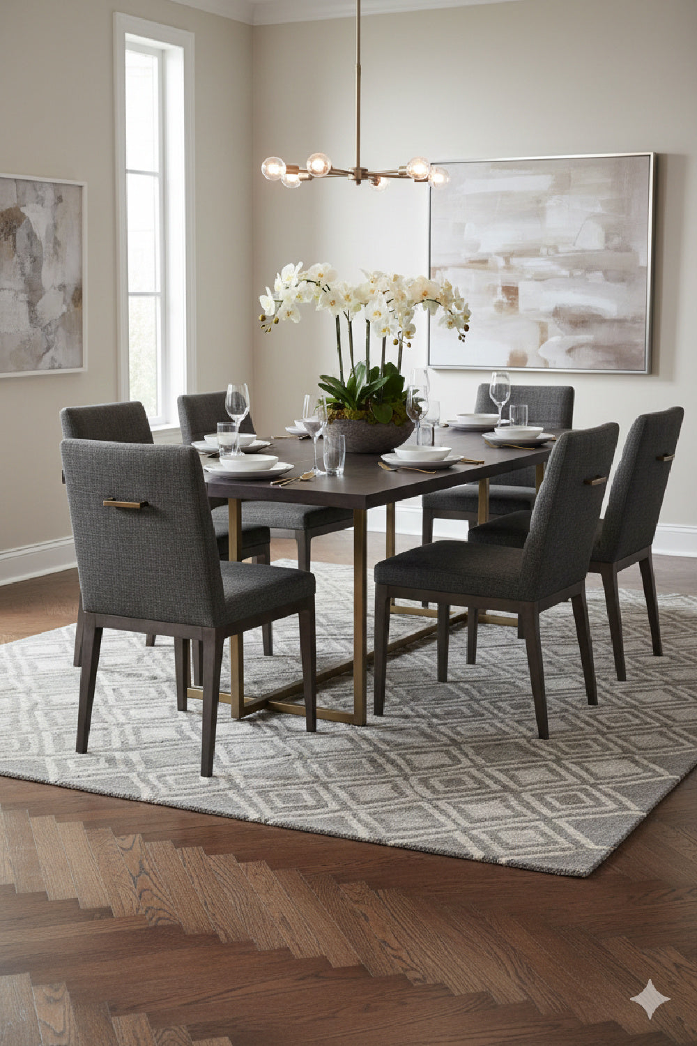 Contemporary Wood & Brass Dining Table by Splendido Jade, alternate view 2
