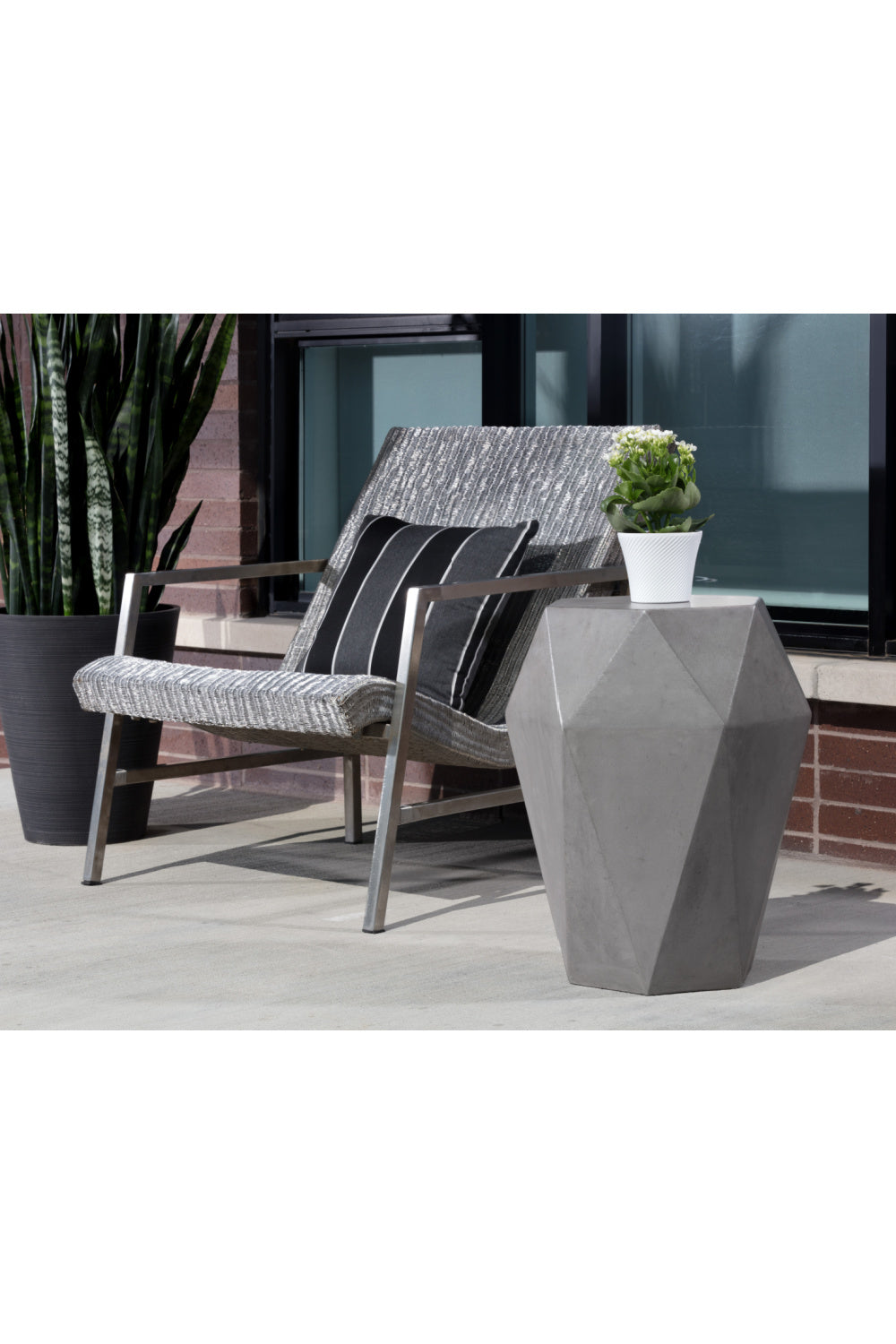 Gray Faceted Indoor/Outdoor End Table by Splendido Constance Side Table, alternate view 5