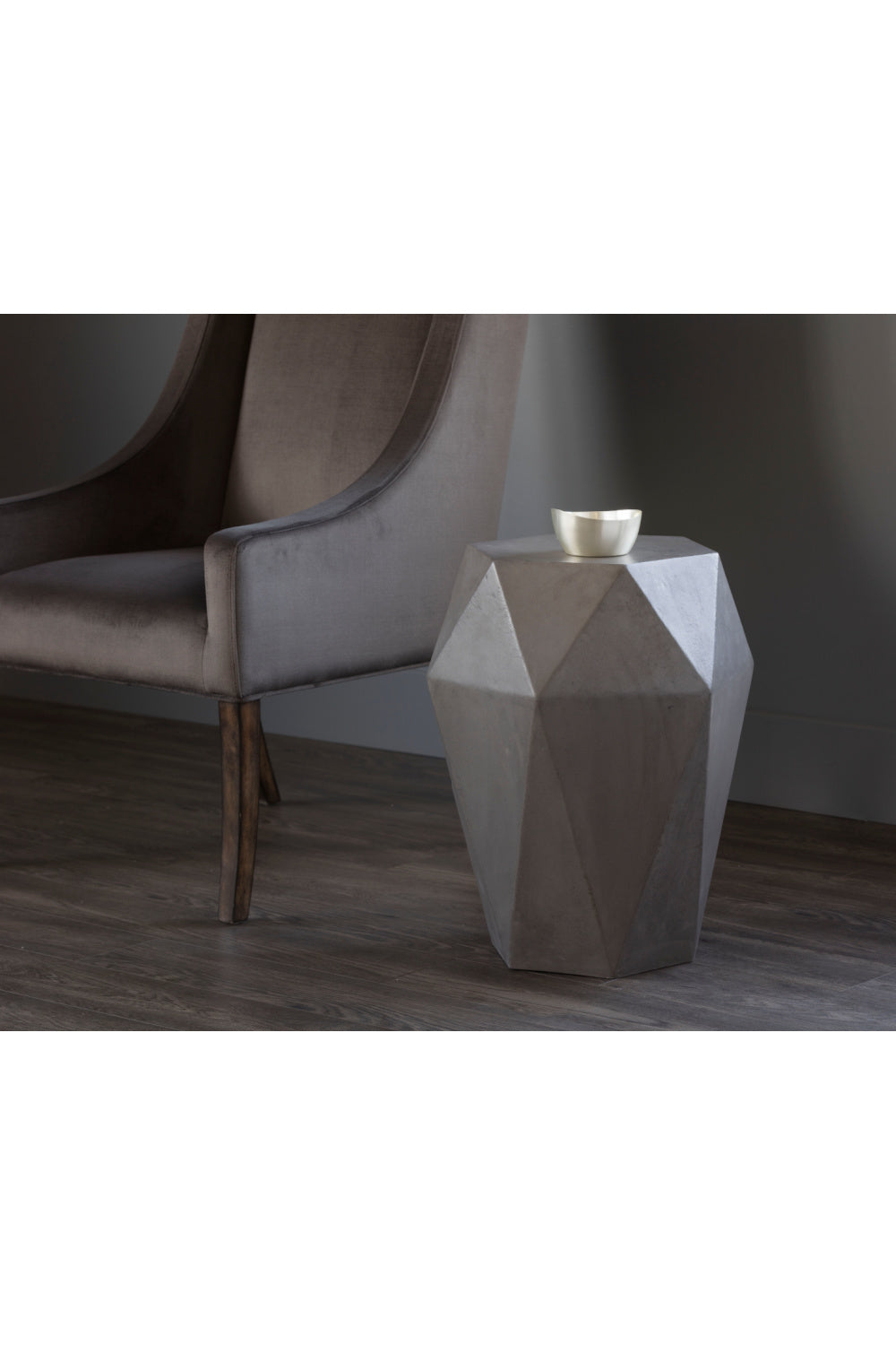 Gray Faceted Indoor/Outdoor End Table by Splendido Constance Side Table, alternate view 6