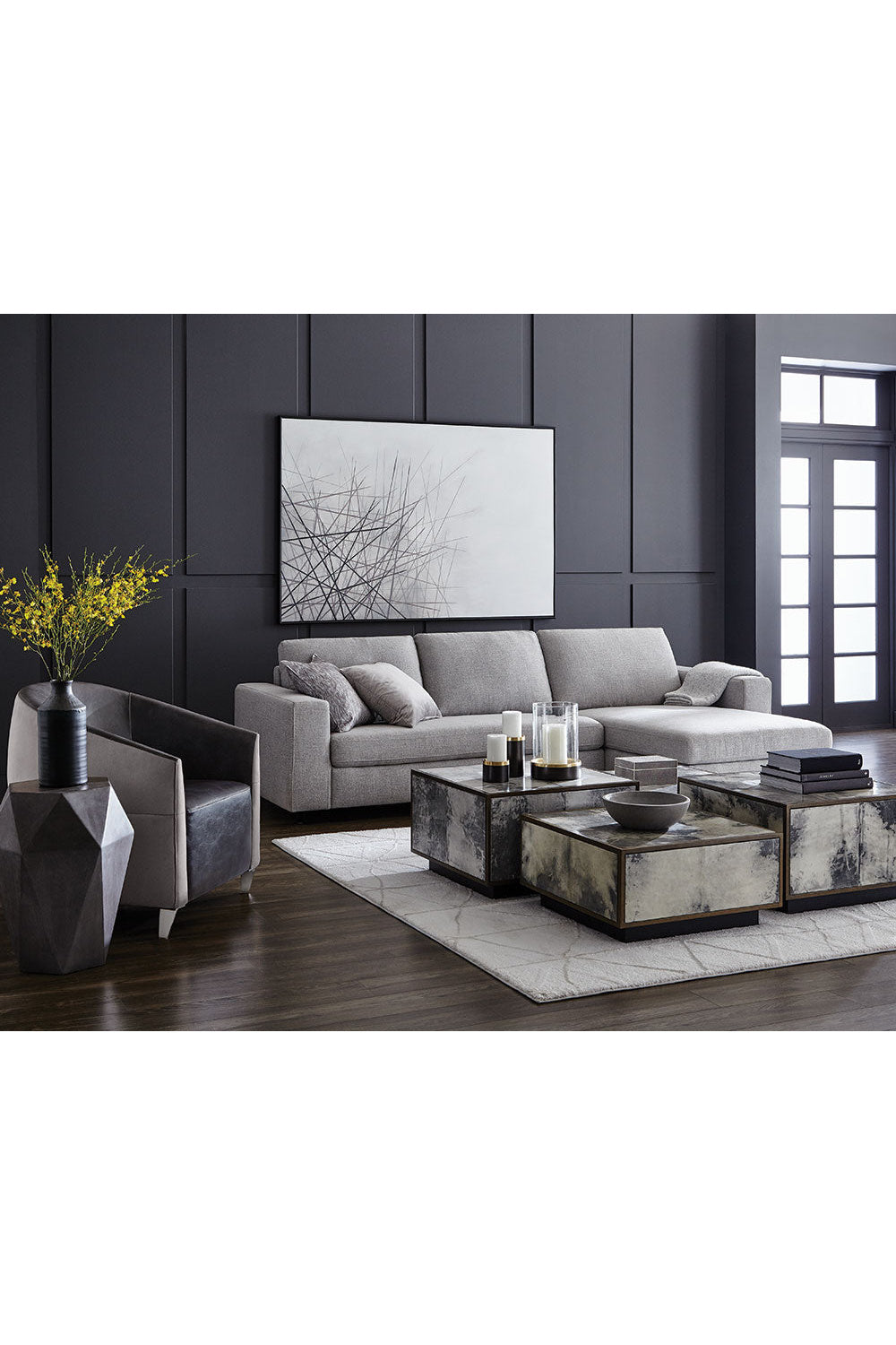 Gray Faceted Indoor/Outdoor End Table by Splendido Constance Side Table, alternate view 7
