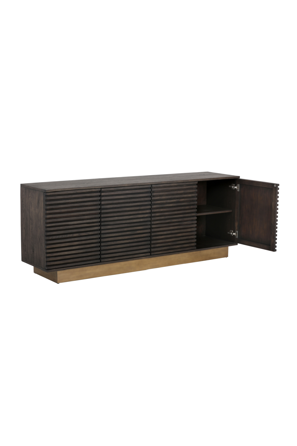 Brown Oak Fluted 4-Door Sideboard by Splendido Paris, alternate view 3