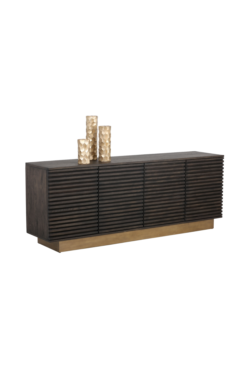 Brown Oak Fluted 4-Door Sideboard by Splendido Paris, alternate view 4