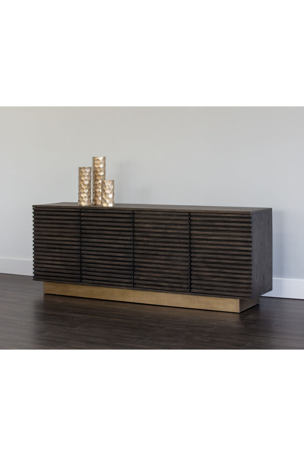 Brown Oak Fluted 4-Door Sideboard by Splendido Paris, alternate view 7