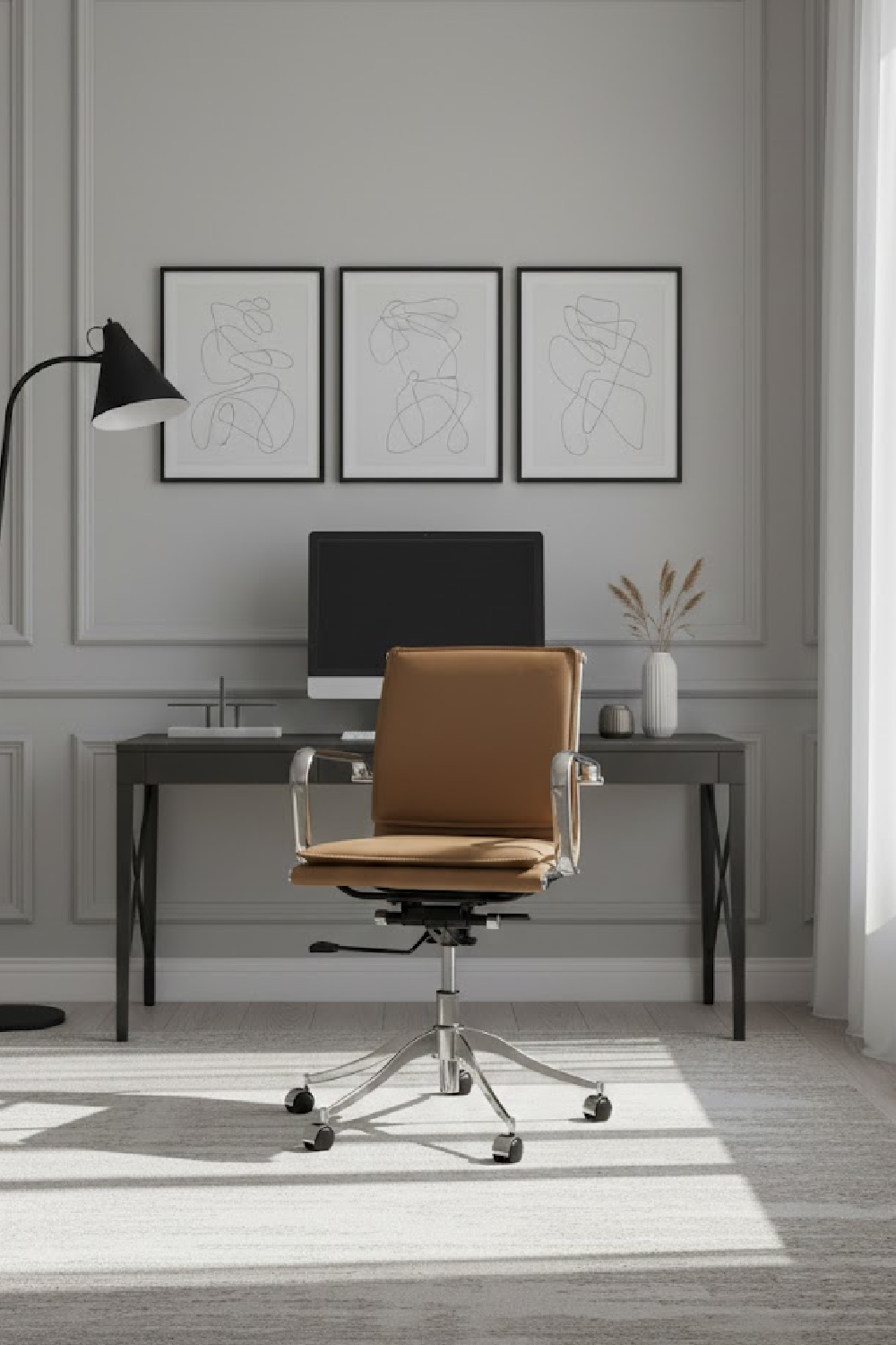 Padded Leather Swivel Office Chair by Splendido Morgan, alternate view 2