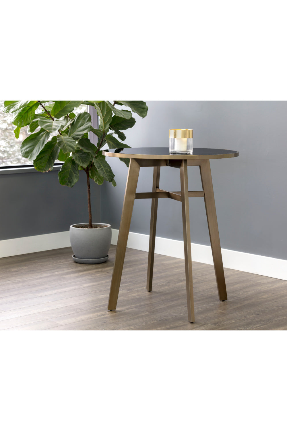 Gold Framed Glass Bar Table by Splendido Bronx Dining Table, alternate view 5