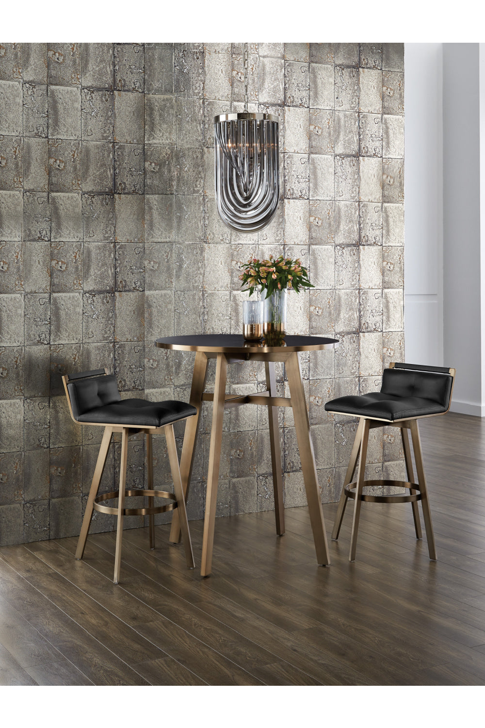 Gold Framed Glass Bar Table by Splendido Bronx Dining Table, alternate view 6