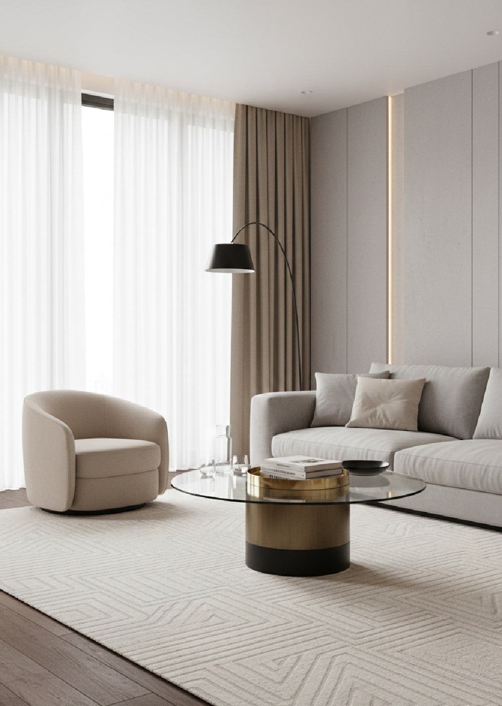 Cylindrical Gold Base Coffee Table by Splendido Haru, alternate view 2