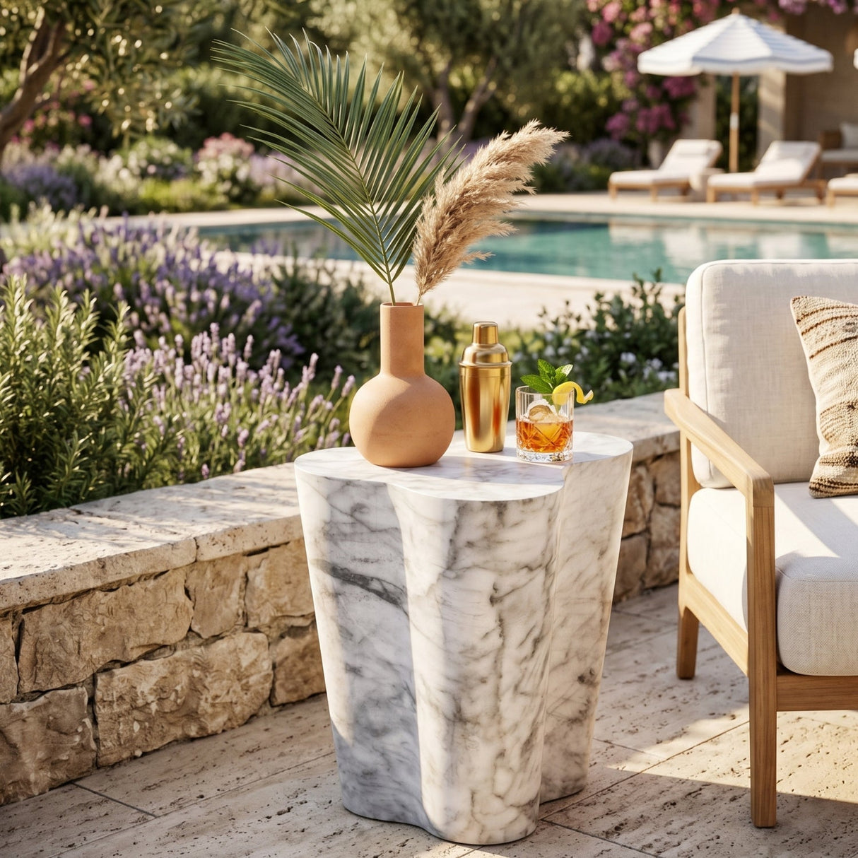 Marble-Look Indoor/Outdoor End Table S by Splendido Ava Side Table, alternate view 2