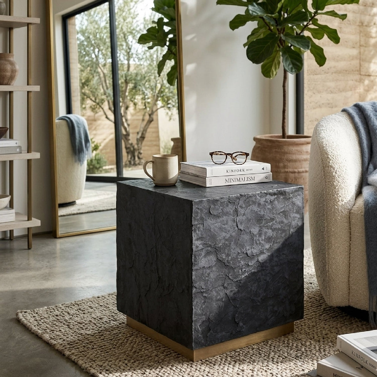 Textured Concrete End Table by Splendido Newbury Side Table, alternate view 2