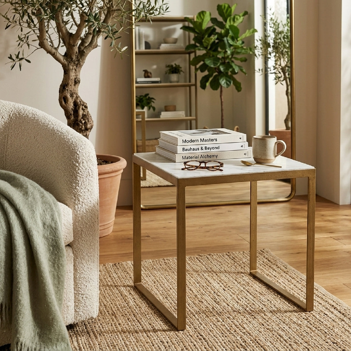 Italian Marble Square End Table by Splendido Evert Side Table, alternate view 2