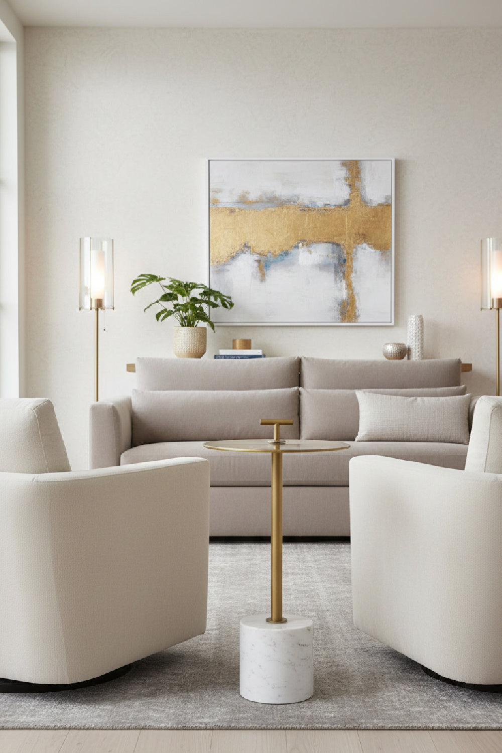Gold Round End Table by Splendido Sia Side Table, alternate view 2