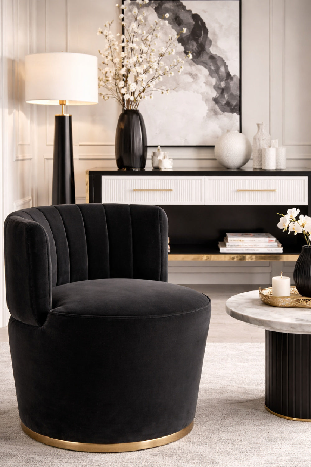 Gray Channeled-Back Lounge Chair by Splendido August Accent Chair, alternate view 2