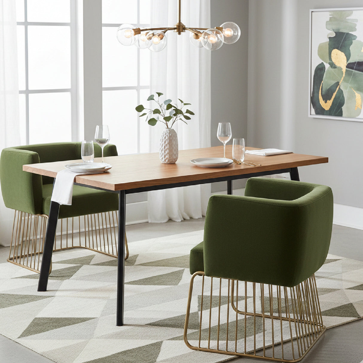 Green Fabric Modern Dining Chair by Splendido Gala, alternate view 2