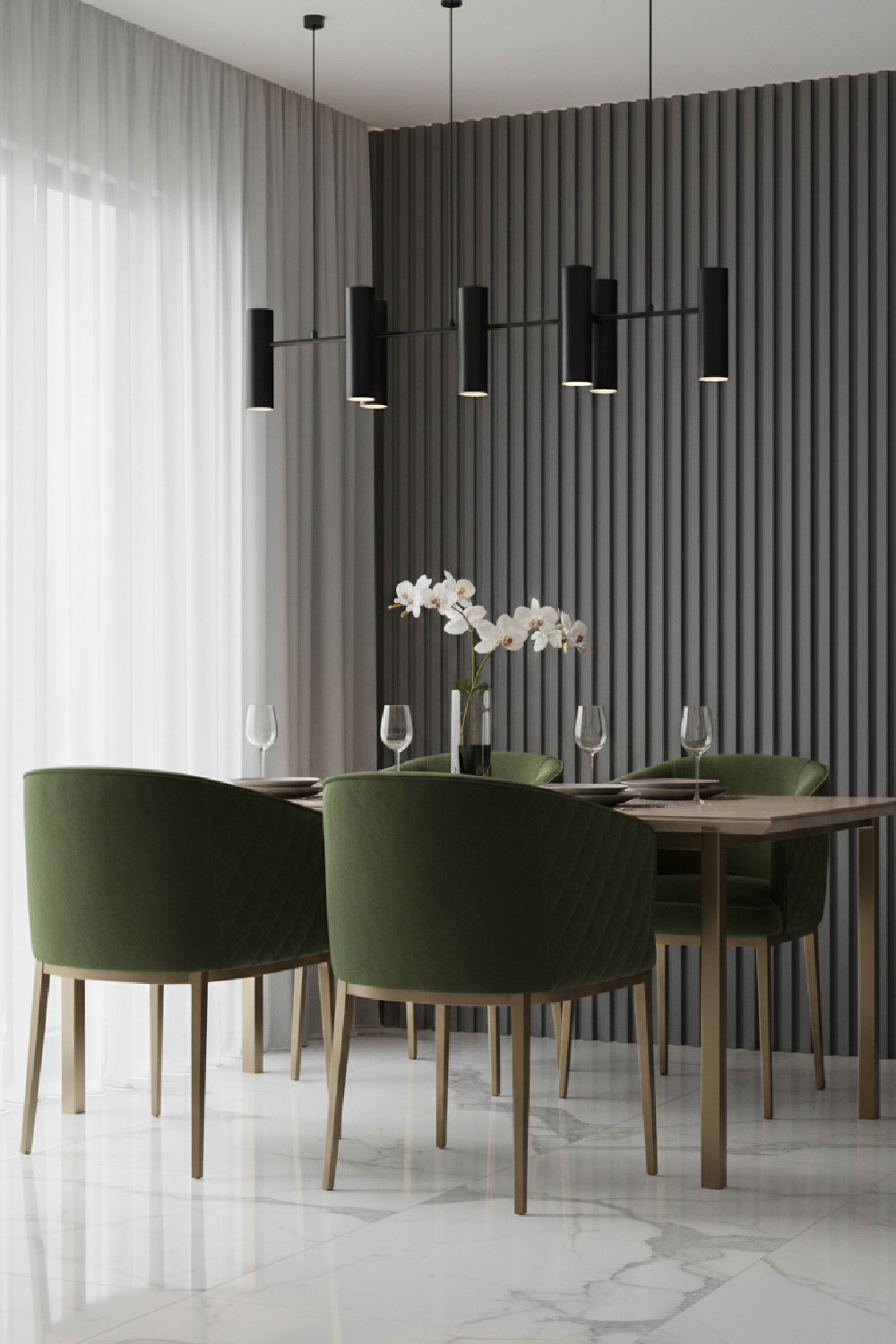 Green Diamond-Stitched Dining Chair by Splendido Cornella, alternate view 2