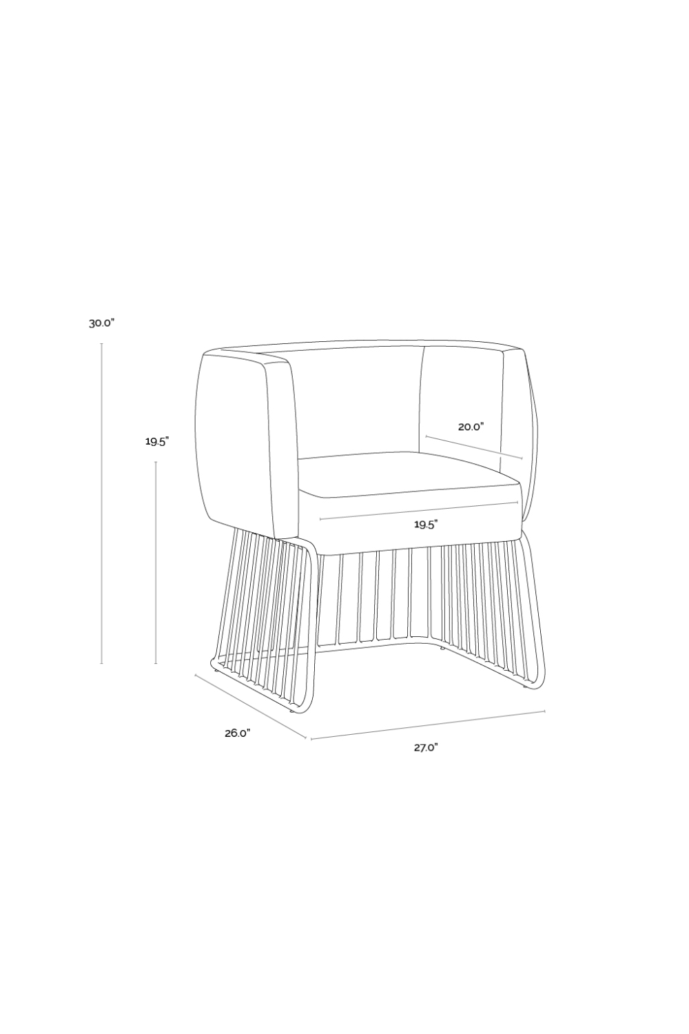 Gray Fabric Modern Dining Chair by Splendido Gala, alternate view 8