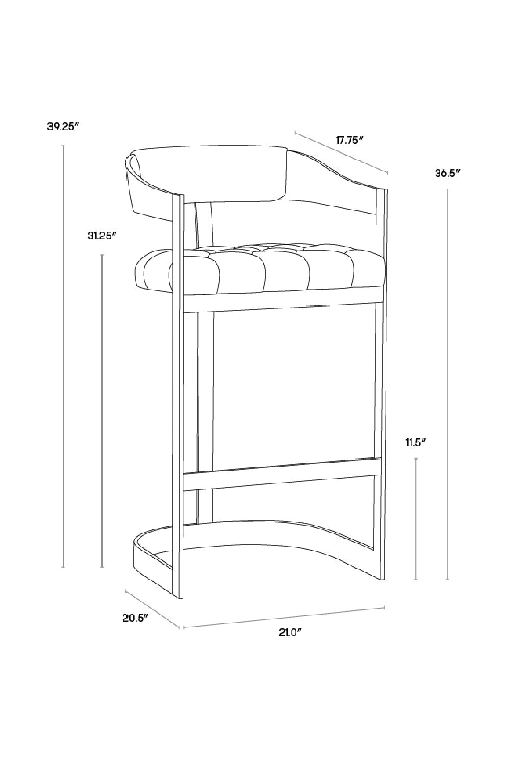 Modern European furniture - Antique Brass Framed Bar Stool - www.oroa.com