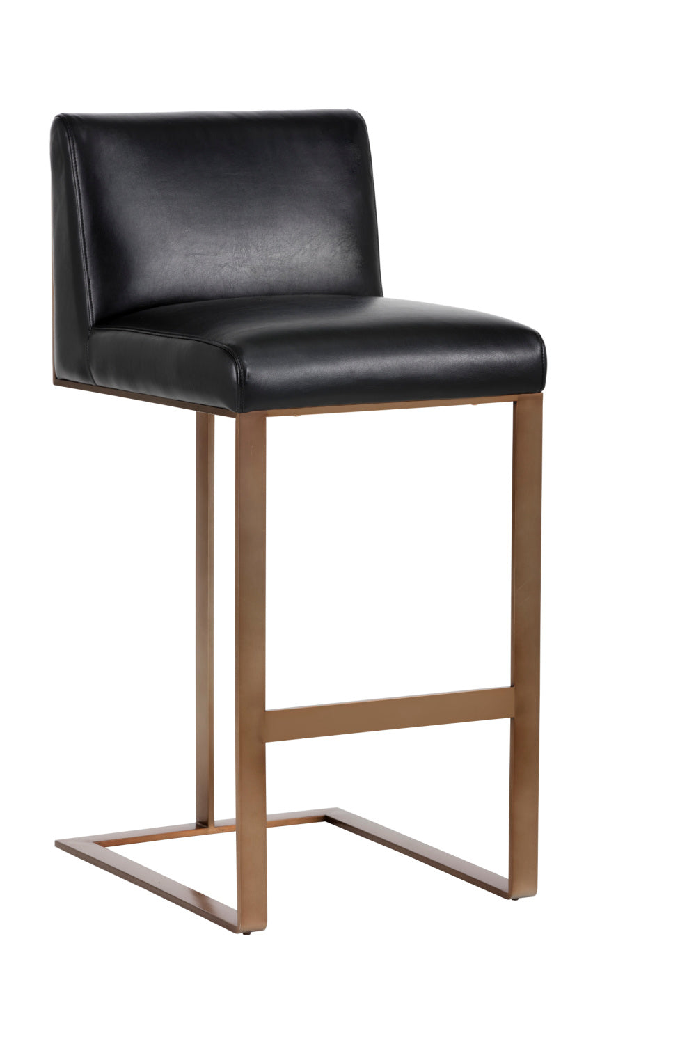 Black Leather Cantilevered Bar Stool by Splendido Dean Barstool