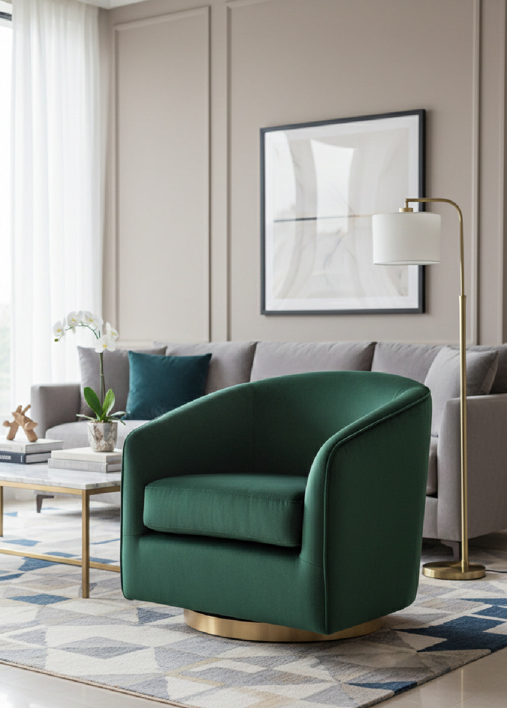 Curved Swivel Lounge Chair by Splendido Hazel Accent Chair, alternate view 25