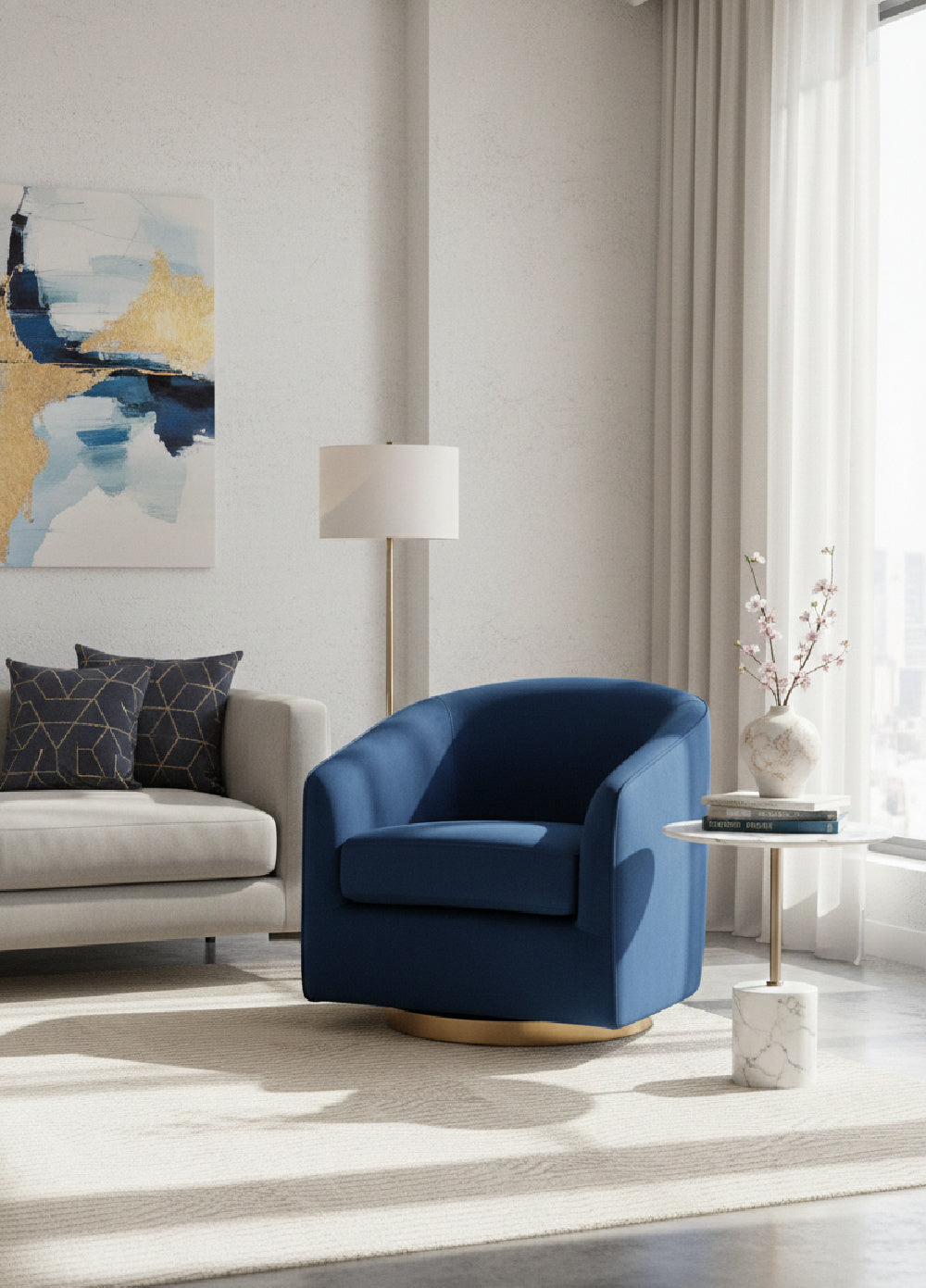 Curved Swivel Lounge Chair by Splendido Hazel Accent Chair, alternate view 35