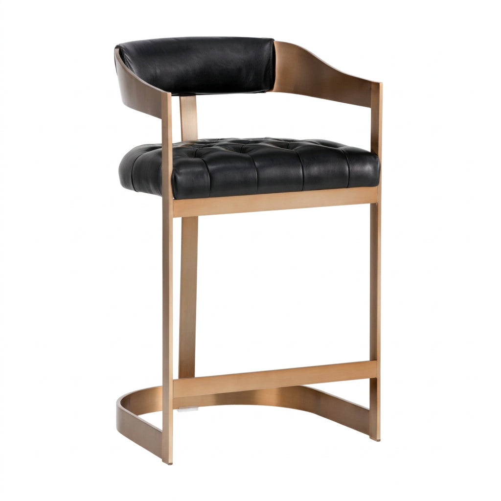 Black Leather T-Shaped Counter Stool by Splendido Beaumont