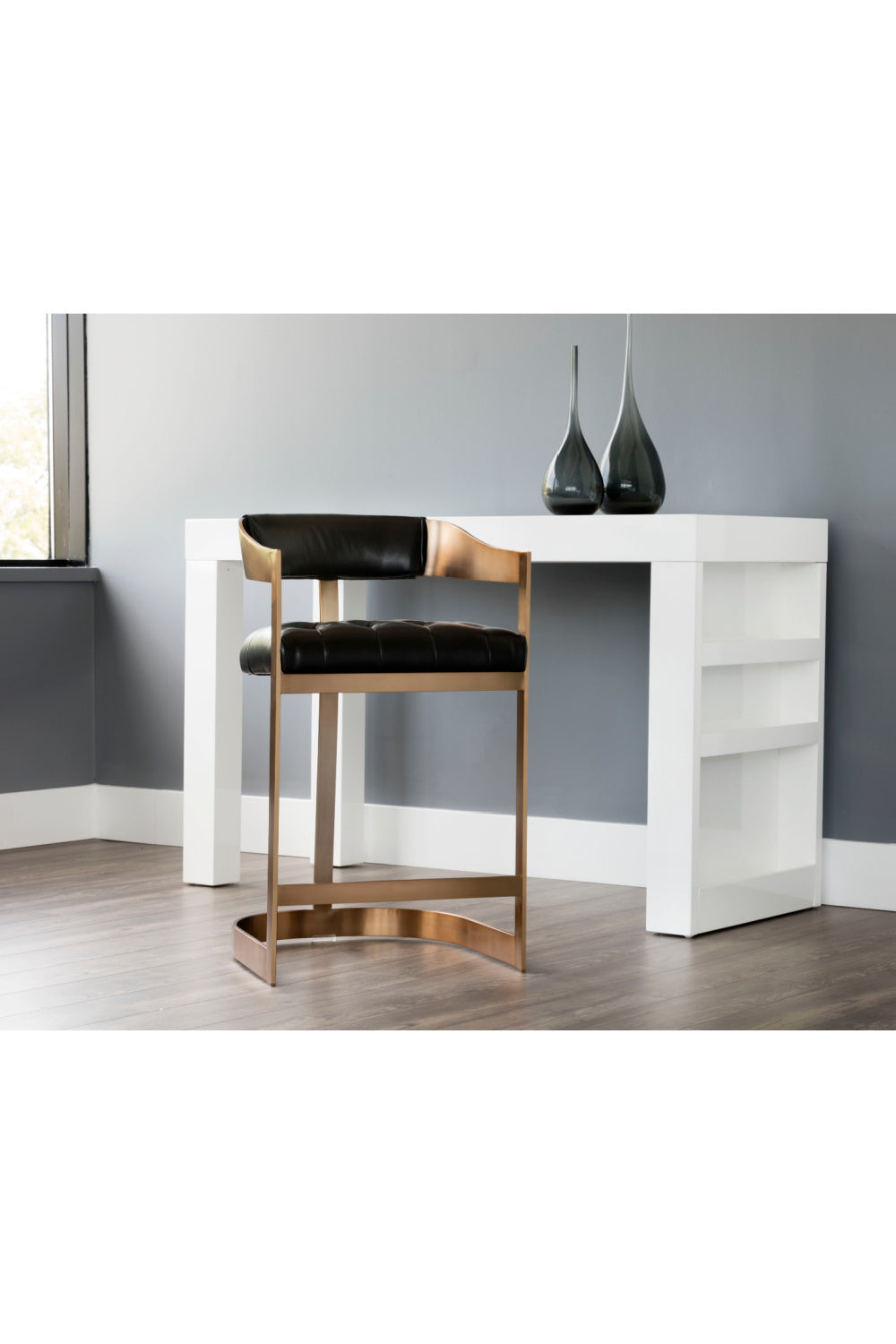 Black Leather T-Shaped Counter Stool by Splendido Beaumont, alternate view 12