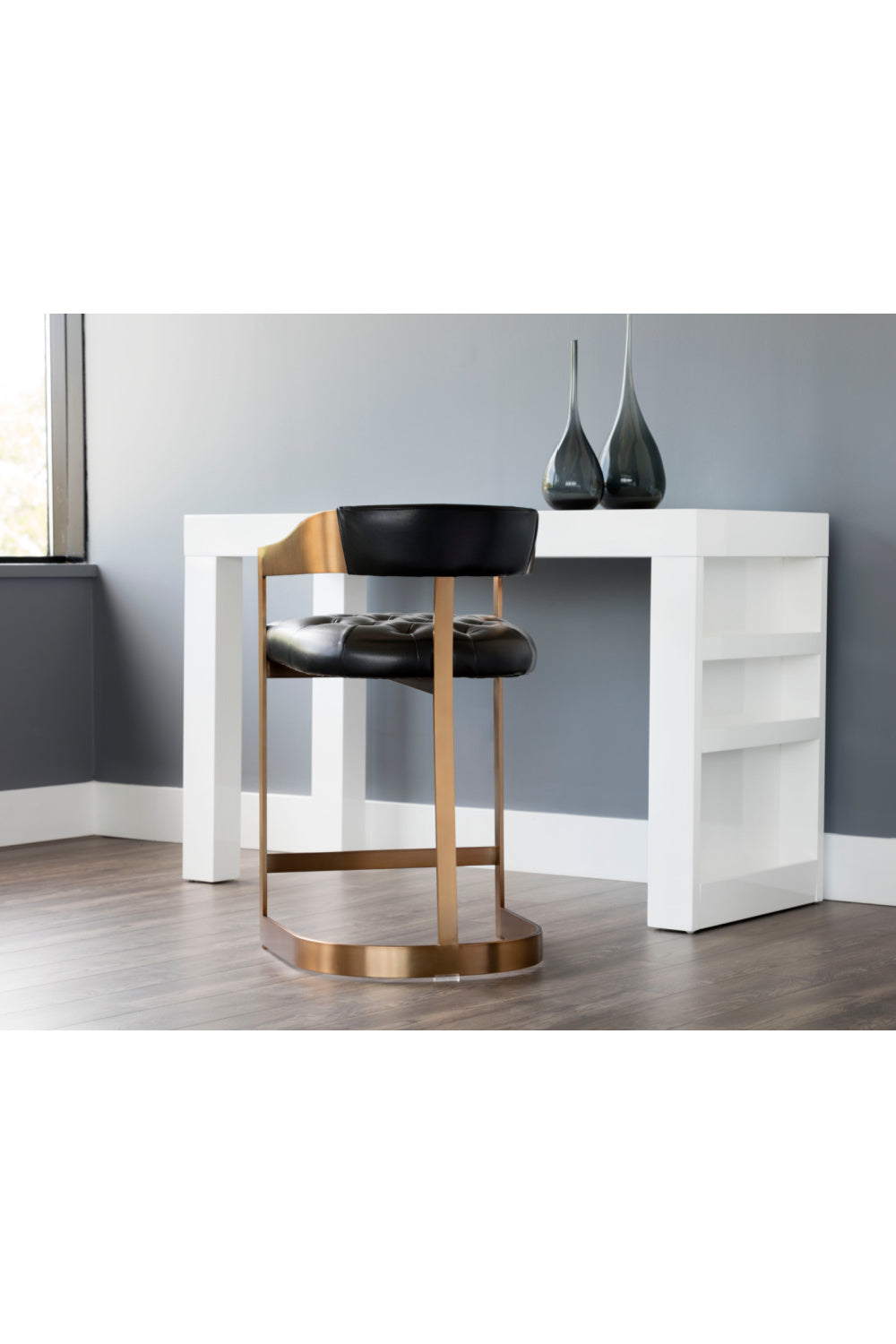 Black Leather T-Shaped Counter Stool by Splendido Beaumont, alternate view 13