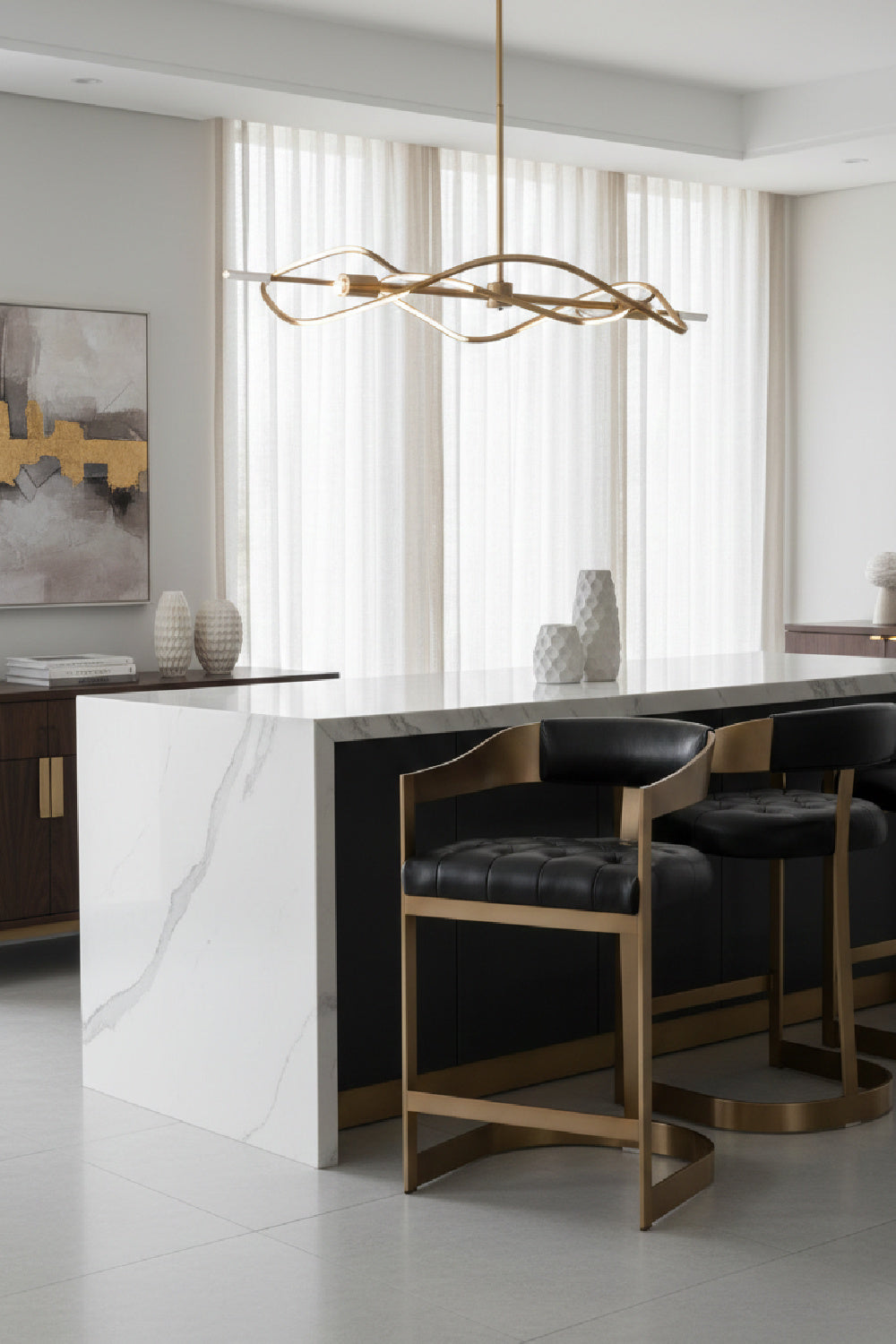 Black Leather T-Shaped Counter Stool by Splendido Beaumont, alternate view 2