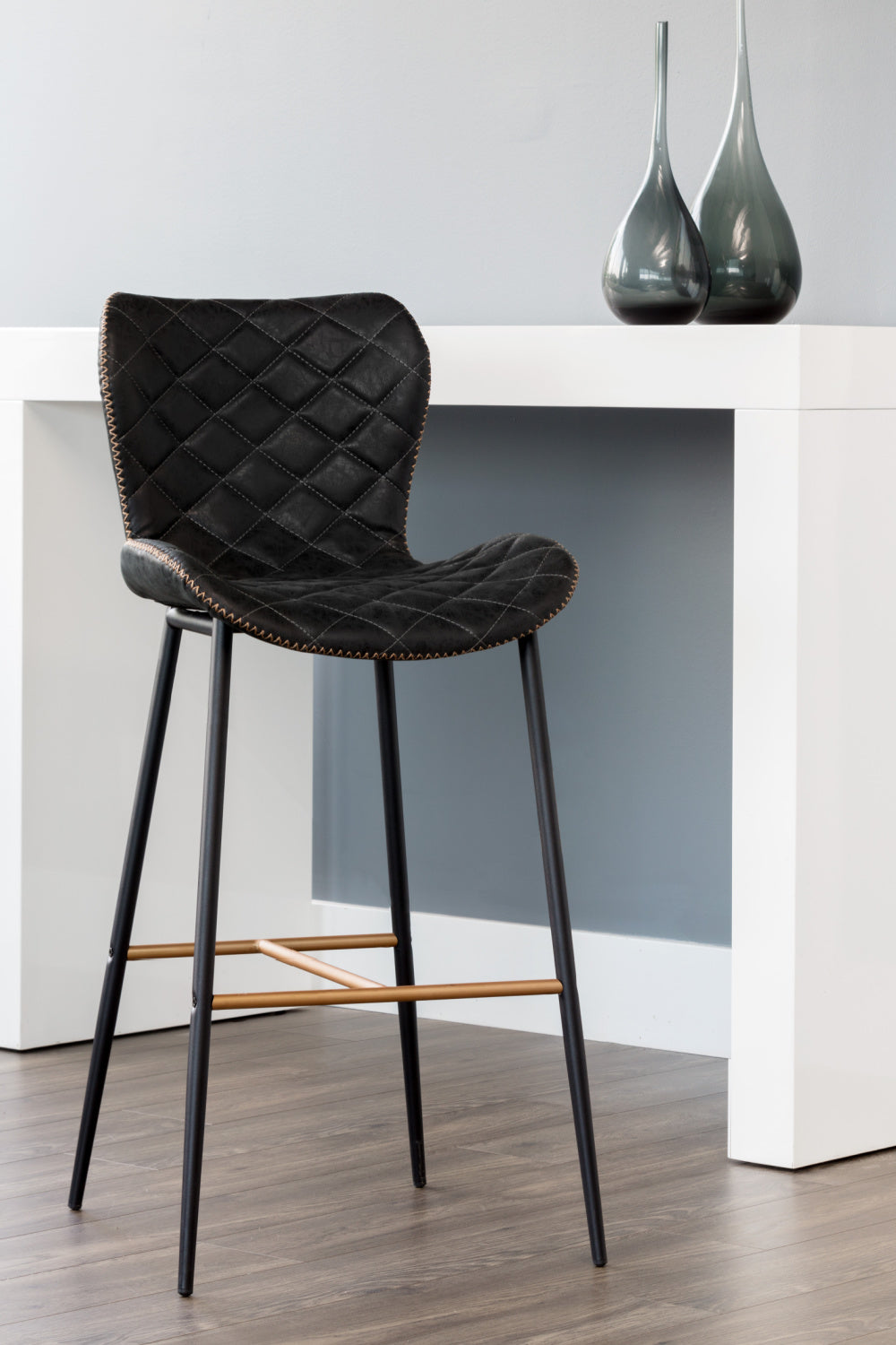 Diamond-Stitched Leather Look Bar Stools (2) by Splendido Lyla Barstool, alternate view 10
