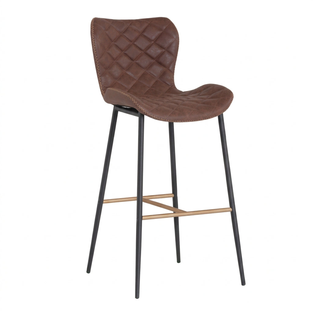 Diamond-Stitched Leather Look Bar Stools (2) by Splendido Lyla Barstool