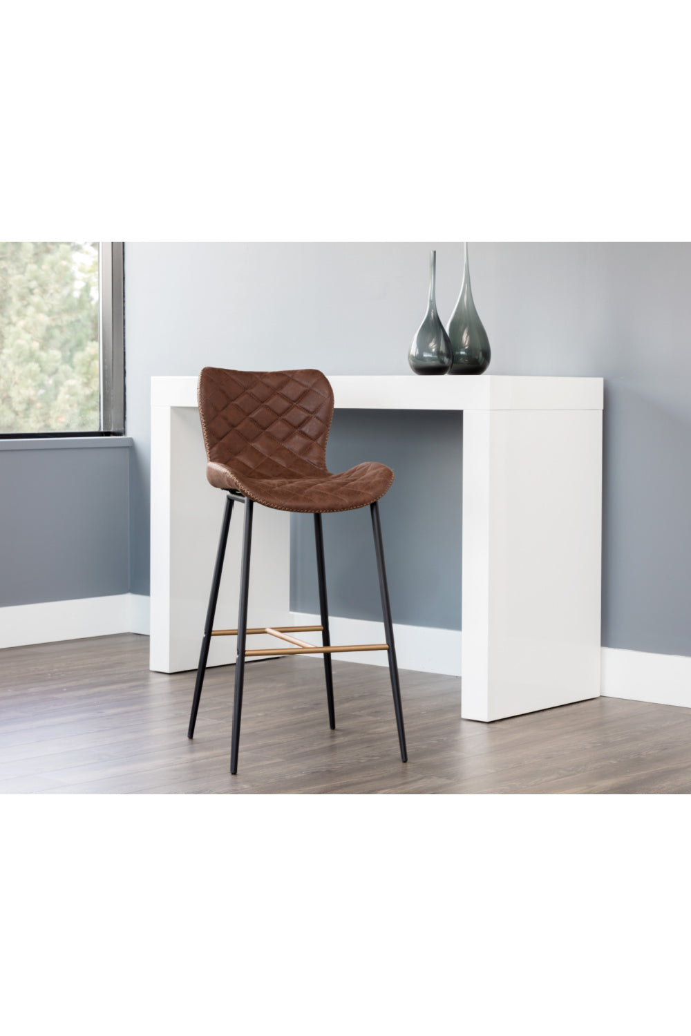 Diamond-Stitched Leather Look Bar Stools (2) by Splendido Lyla Barstool, alternate view 7