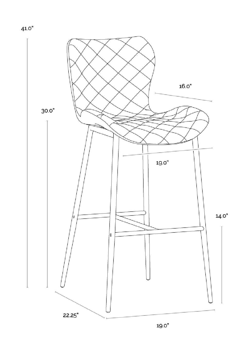 Diamond-Stitched Leather Look Bar Stools (2) by Splendido Lyla Barstool, alternate view 8