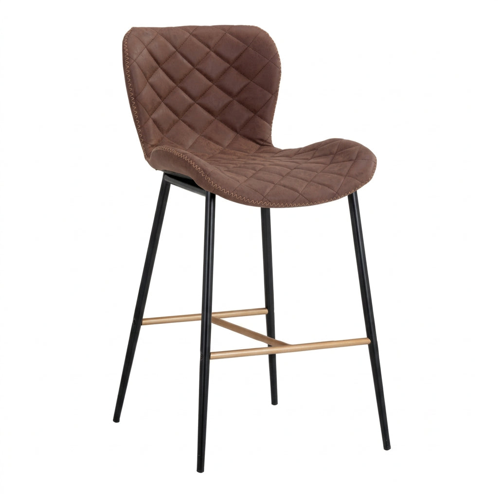 Leather-Look Diamond-Stitched Counter Stools (2) by Splendido Lyla