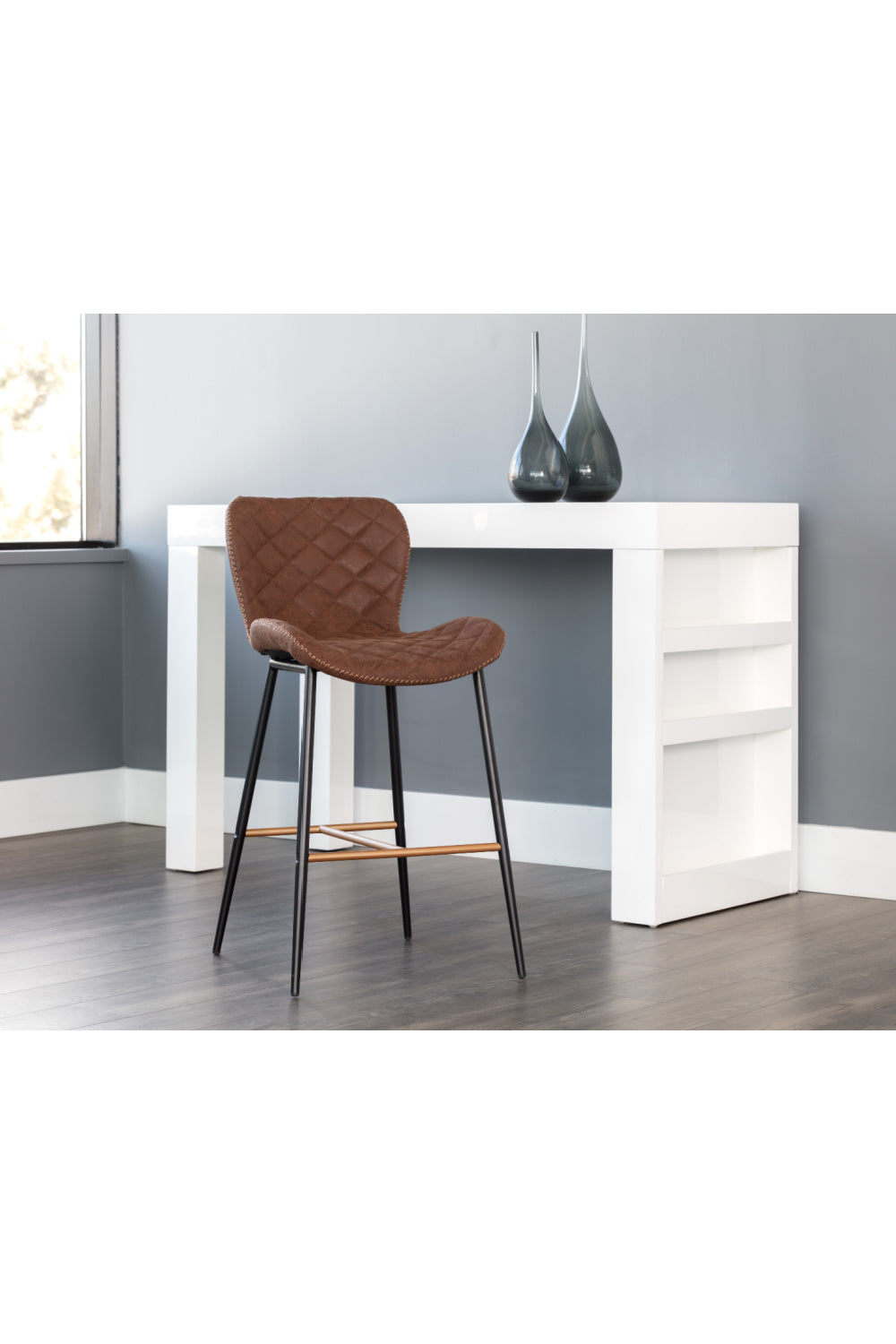 Leather-Look Diamond-Stitched Counter Stools (2) by Splendido Lyla, alternate view 8