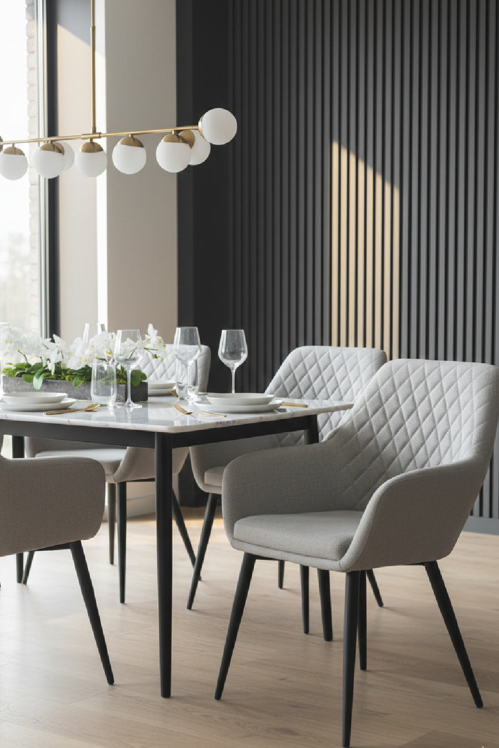 Gray Diamond-Tufted Dining Armchair by Splendido Jayna Dining Chair, alternate view 2