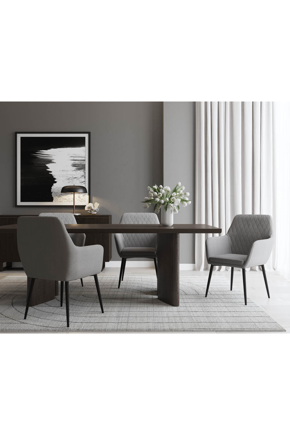 Gray Diamond-Tufted Dining Armchair by Splendido Jayna Dining Chair, alternate view 12