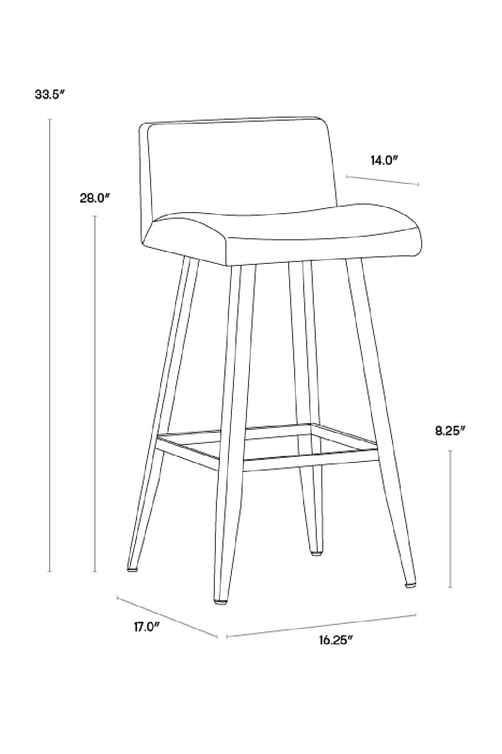 Black Leather Look Counter Stool by Splendido Dani, alternate view 8