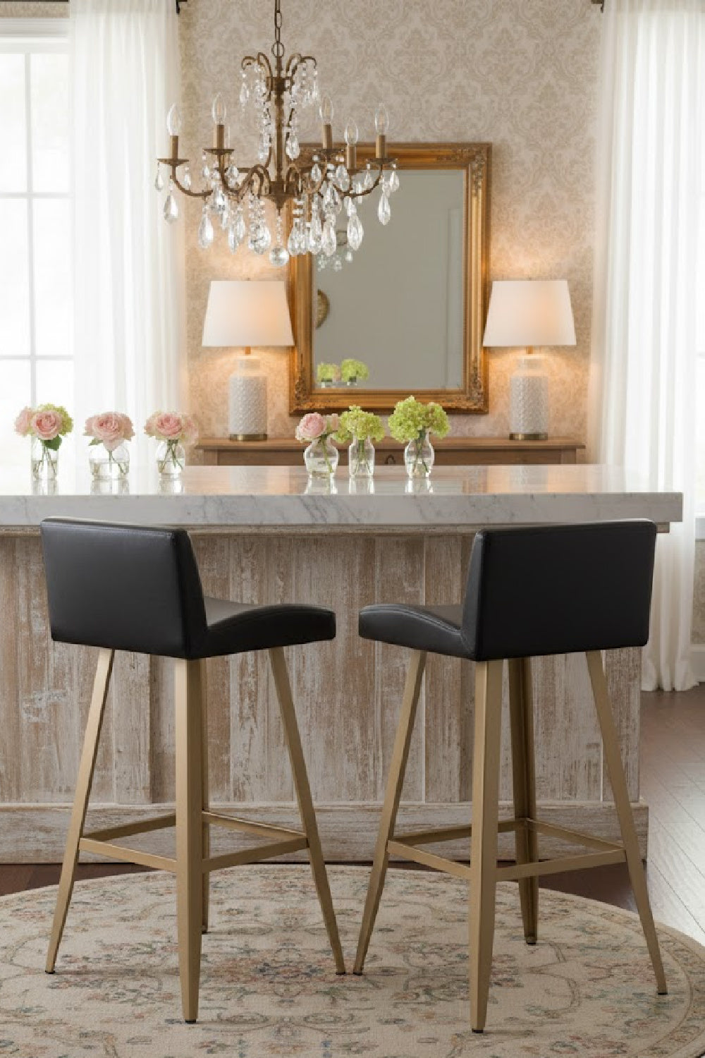 Black Leather Look Counter Stool by Splendido Dani, alternate view 2
