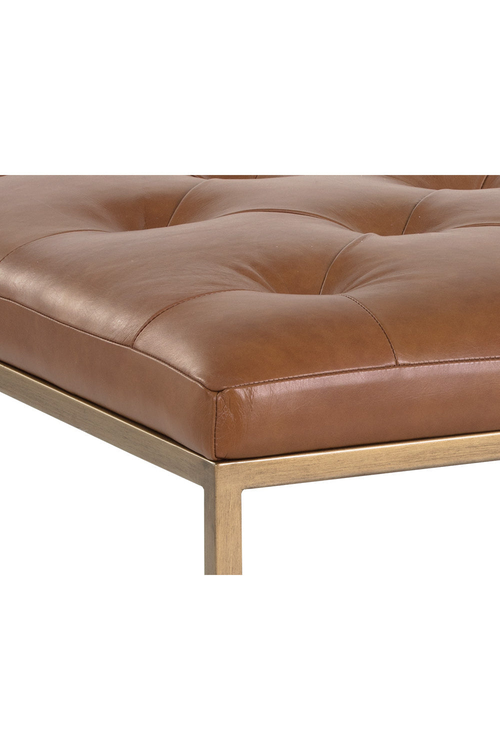 Brown Leather Button-Tufted Ottoman by Splendido Endall, alternate view 5