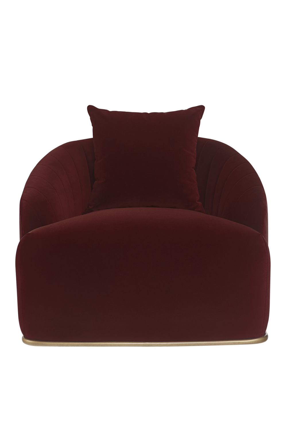 Merlot Velvet Channel-Tufted Lounge Chair - Brass Base by Splendido Accent Chair, alternate view 3