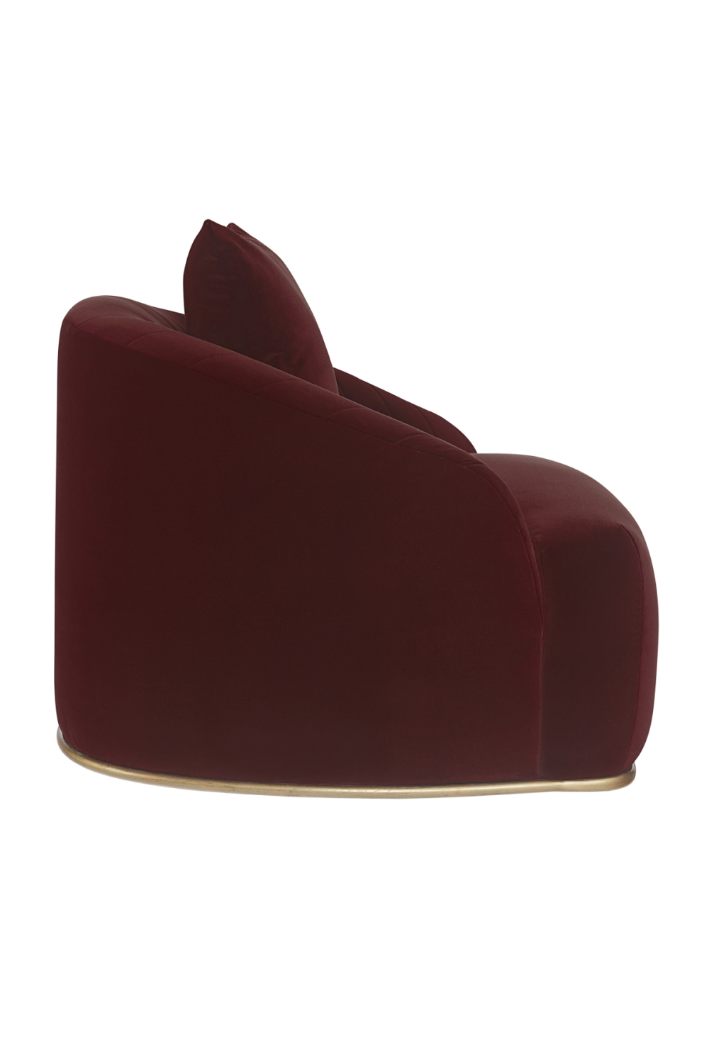 Merlot Velvet Channel-Tufted Lounge Chair - Brass Base by Splendido Accent Chair, alternate view 4