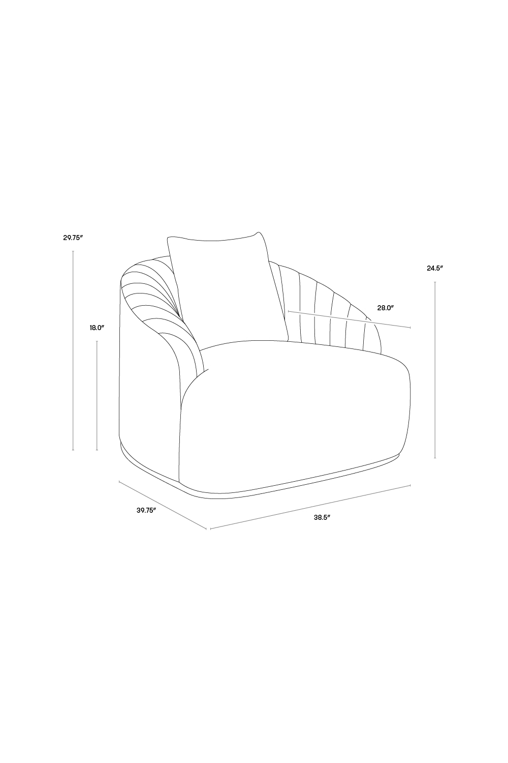 Merlot Velvet Channel-Tufted Lounge Chair - Brass Base by Splendido Accent Chair, alternate view 9