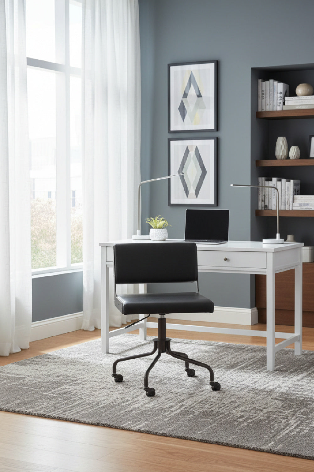 Black Leather Look Office Chair by Splendido Davis, alternate view 2